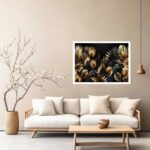 Quadro Decorativo Folhagem Dourada e Preta 50x70 cm