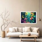 Quadro Decorativo Folhagem Roxa e Amarela - 50x70 cm