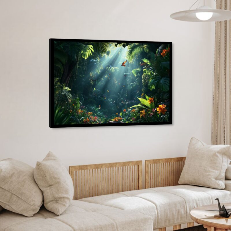 Quadro Decorativo Folhagem Verde e Laranja - 50x70 cm
