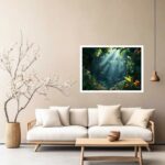 Quadro Decorativo Folhagem Verde e Laranja - 50x70 cm