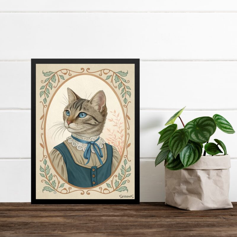 Quadro Decorativo Gatinha Clássico Vintage