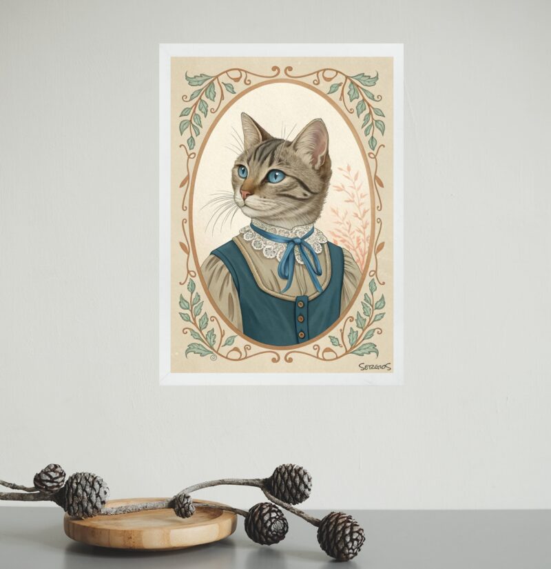 Quadro Decorativo Gatinha Clássico Vintage