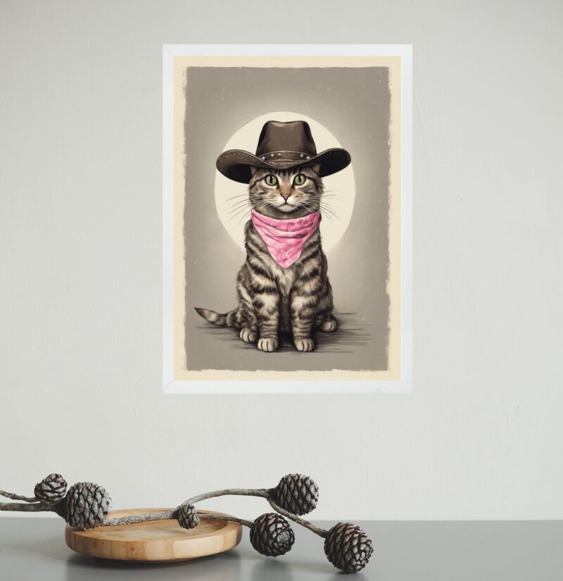 Quadro Decorativo Gatinho Cowboy