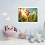 Quadro Decorativo Girafa Floresta - 50x70 cm