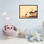 Quadro Decorativo Girafa Pôr do Sol - 50x70 cm