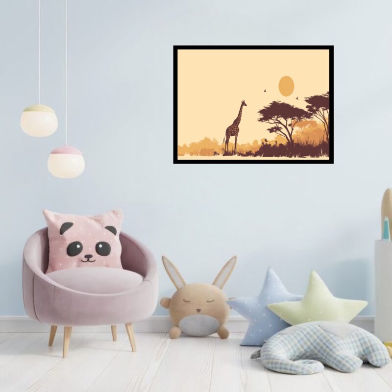 Quadro Decorativo Girafa Pôr do Sol - 50x70 cm