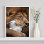Quadro Decorativo Leão Com Cordeiro
