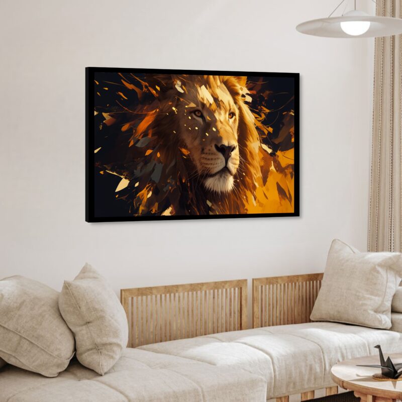 Quadro Decorativo Leão Dourado - 50x70 cm