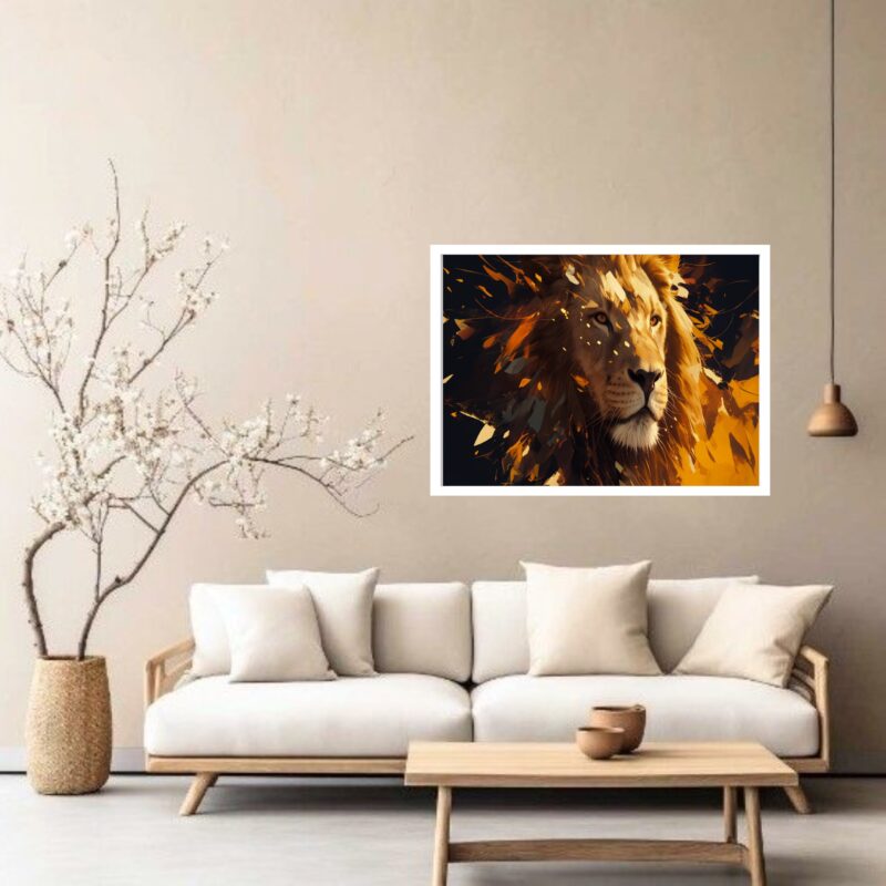 Quadro Decorativo Leão Dourado - 50x70 cm