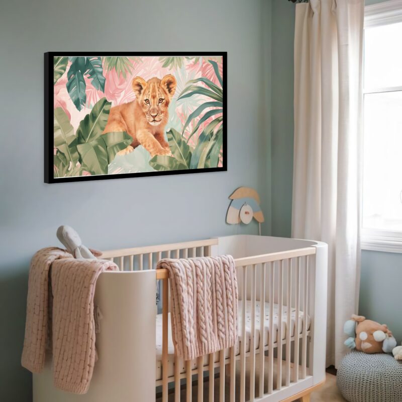 Quadro Decorativo Leão Floresta - 50x70 cm