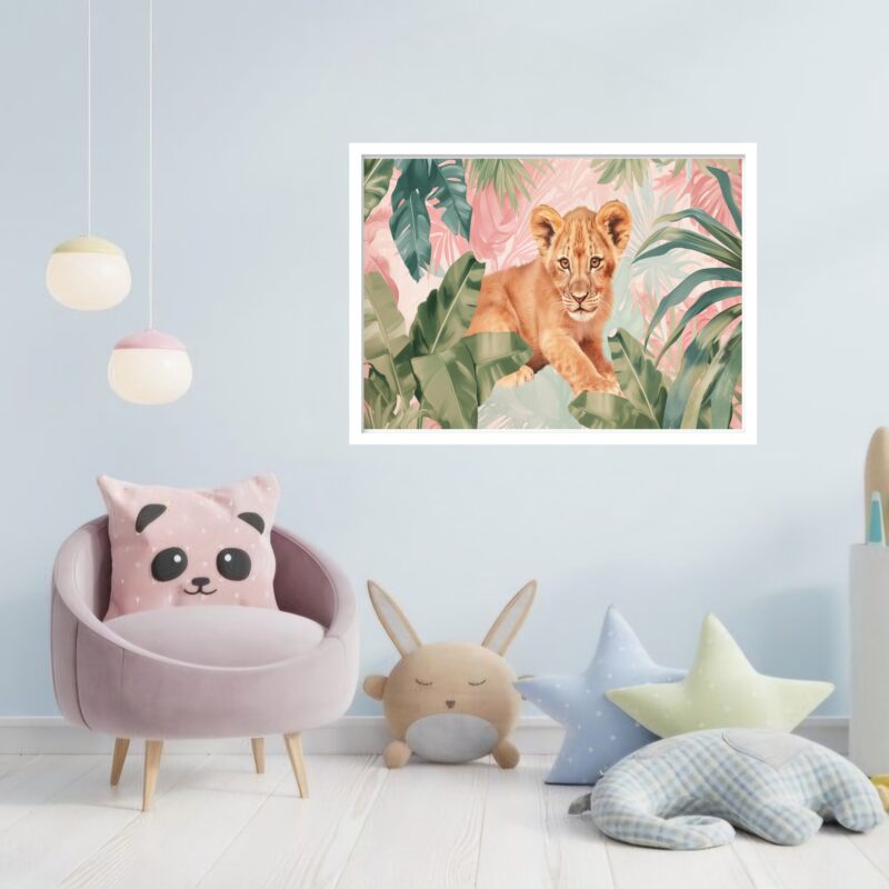 Quadro Decorativo Leão Floresta - 50x70 cm