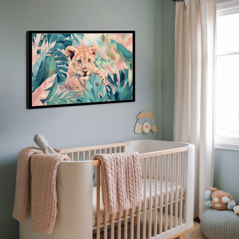 Quadro Decorativo Leão Folhagem - 50x70 cm