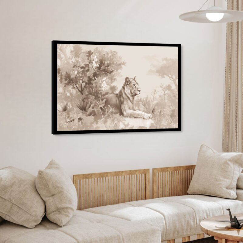 Quadro Decorativo Leão Terracotta - 50x70 cm