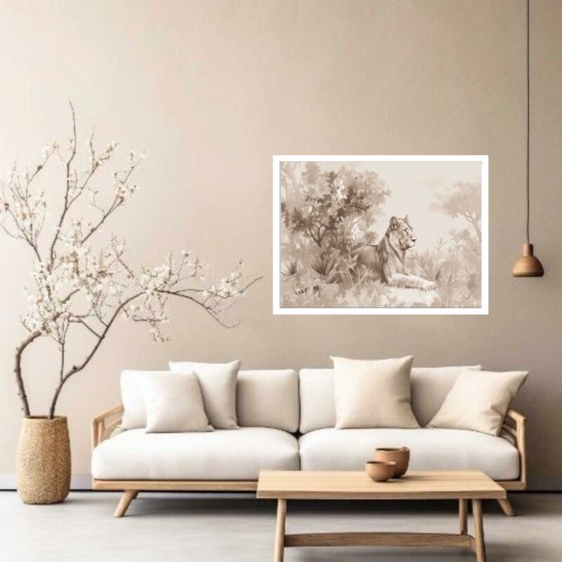 Quadro Decorativo Leão Terracotta - 50x70 cm