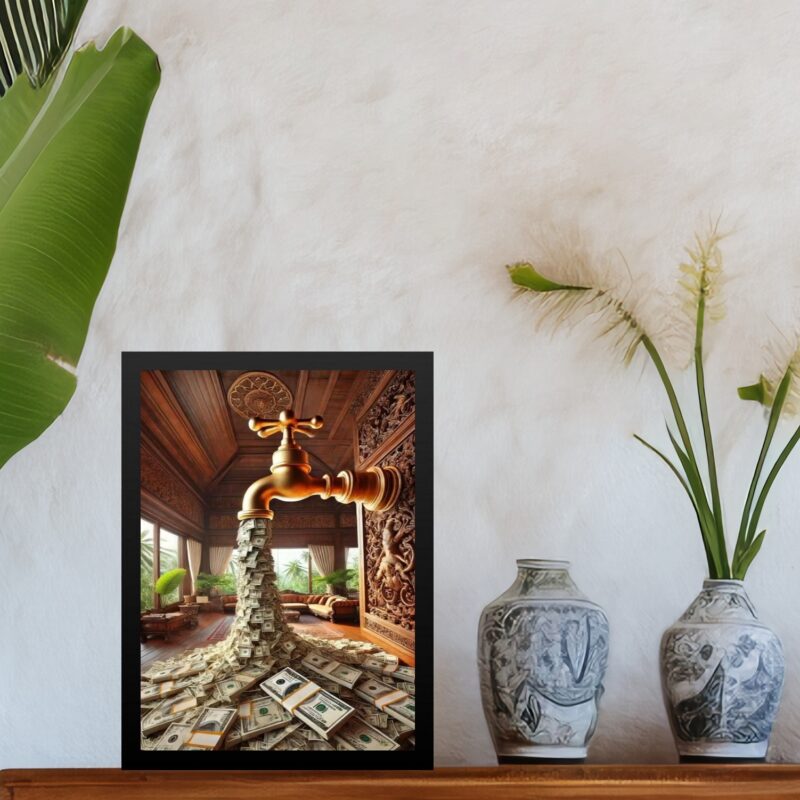 Quadro Decorativo Lei Da Atração - Torneira De Dinheiro