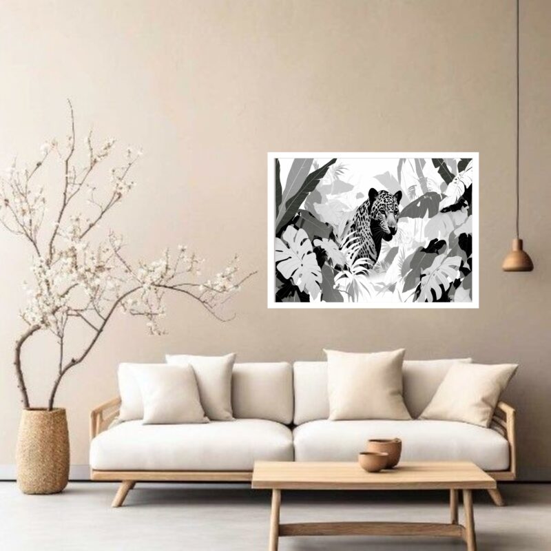 Quadro Decorativo Leopardo PeB - 50x70 cm