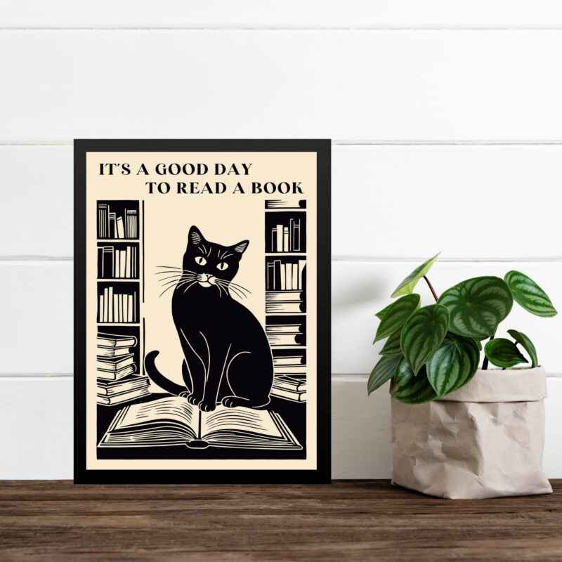 Quadro Decorativo Livros - Gato