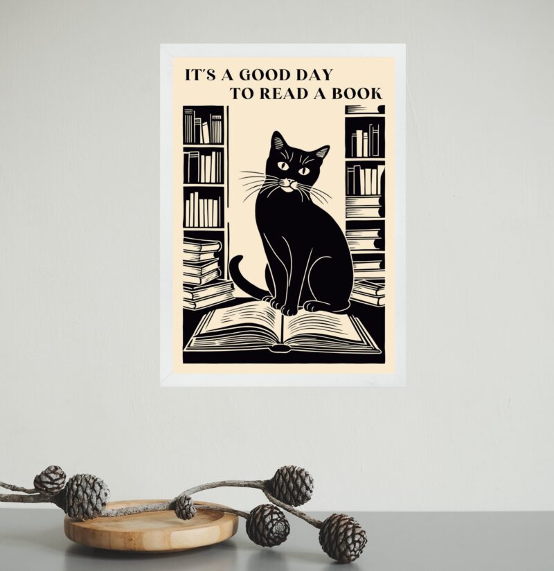 Quadro Decorativo Livros - Gato