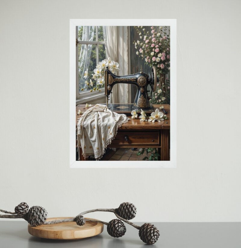 Quadro Decorativo Máquina De Costura Retrô