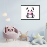 Quadro Decorativo Panda Chiclete - 50x70 cm