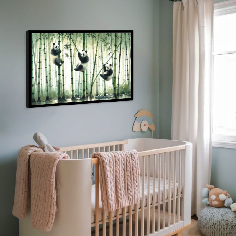 Quadro Decorativo Pandas Canavial - 50x70 cm