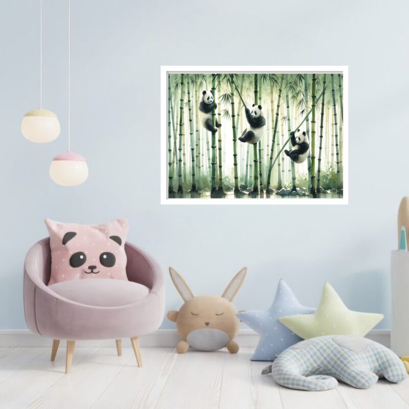 Quadro Decorativo Pandas Canavial - 50x70 cm