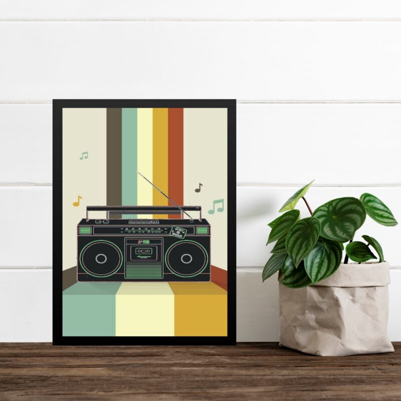 Quadro Decorativo Retrô Rádio Toca Fita