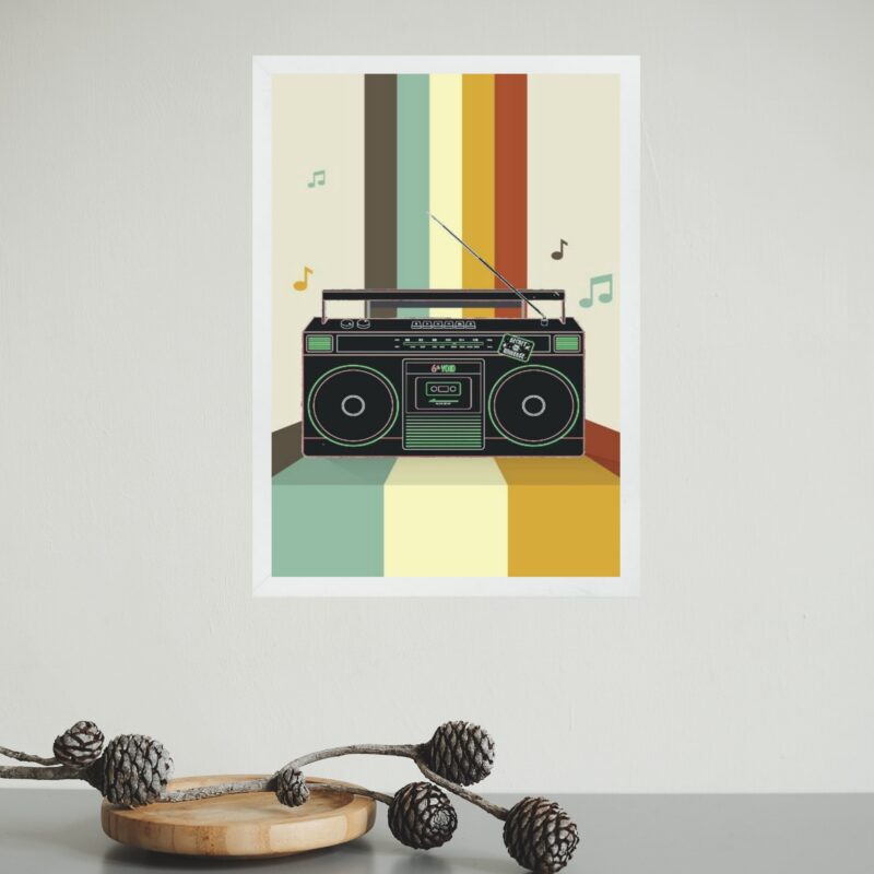 Quadro Decorativo Retrô Rádio Toca Fita
