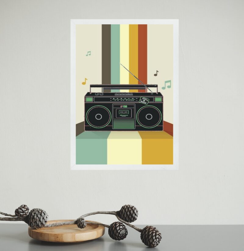 Quadro Decorativo Retrô Rádio Toca Fita