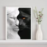 Quadro Decorativo Tigre Branco Preto - Metades