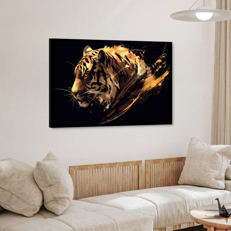 Quadro Decorativo Tigre Dourado - 50x70 cm