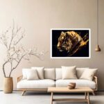 Quadro Decorativo Tigre Dourado - 50x70 cm