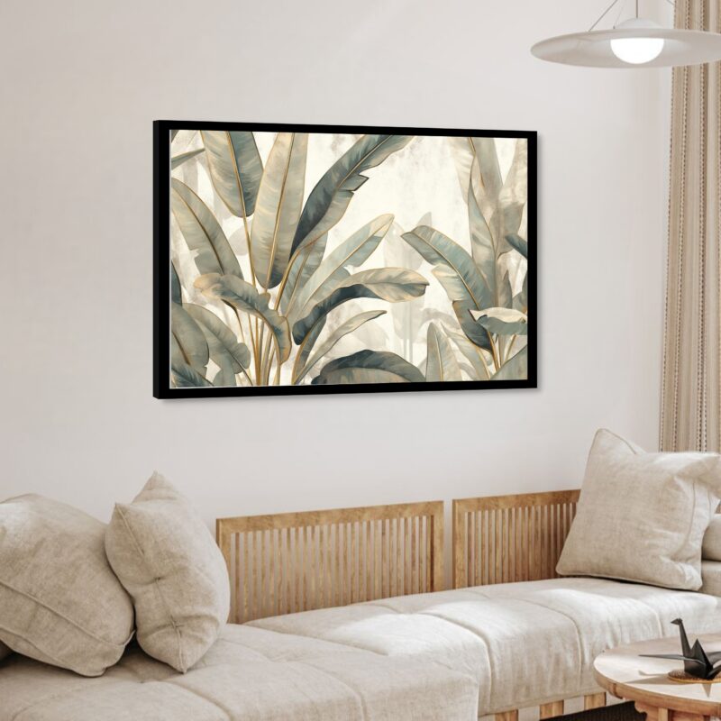 Quadro Decorativo Tropical Bege e Branca - 50x70 cm