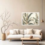 Quadro Decorativo Tropical Bege e Branca - 50x70 cm