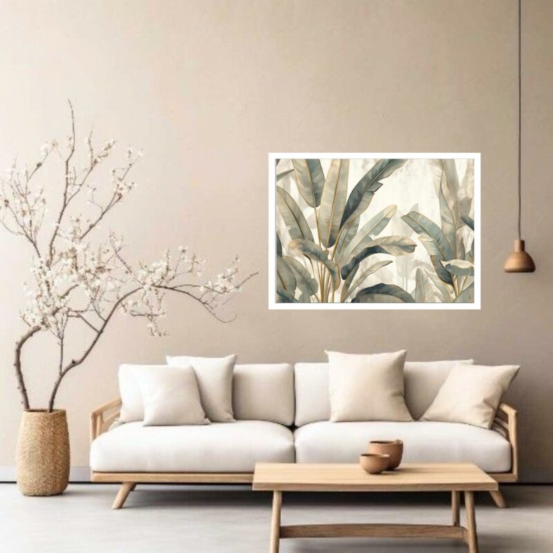 Quadro Decorativo Tropical Bege e Branca - 50x70 cm