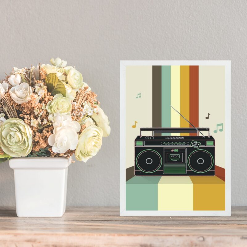Quadro Decorativo Vintage - Rádio Toca Fita