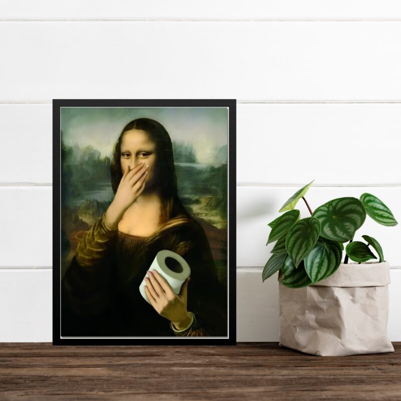 Quadro Divertido Banheiro - Monalisa Papel Higiênico