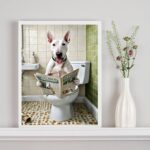 Quadro Divertido De Banheiro - Bull Terrier Jornal