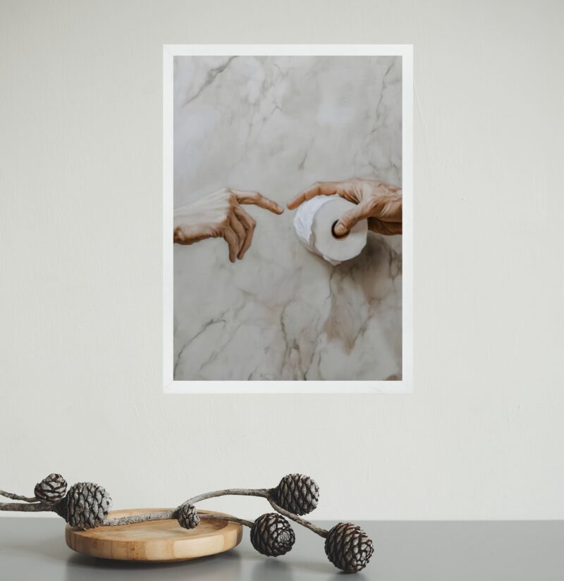 Quadro Divertido Para Banheiro - Paródia Pintura Famosa