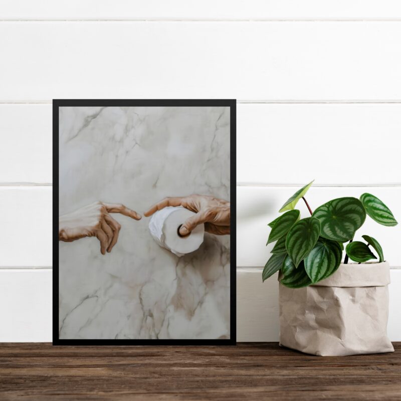 Quadro Divertido Para Banheiro - Paródia Pintura Famosa