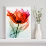 Quadro Flor Elegante Transparência Vermelha