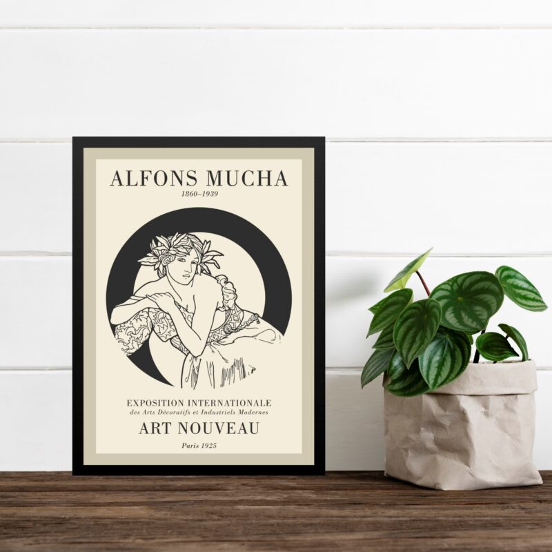 Quadro Minimalista Mulher Mucha - Art Nouveau