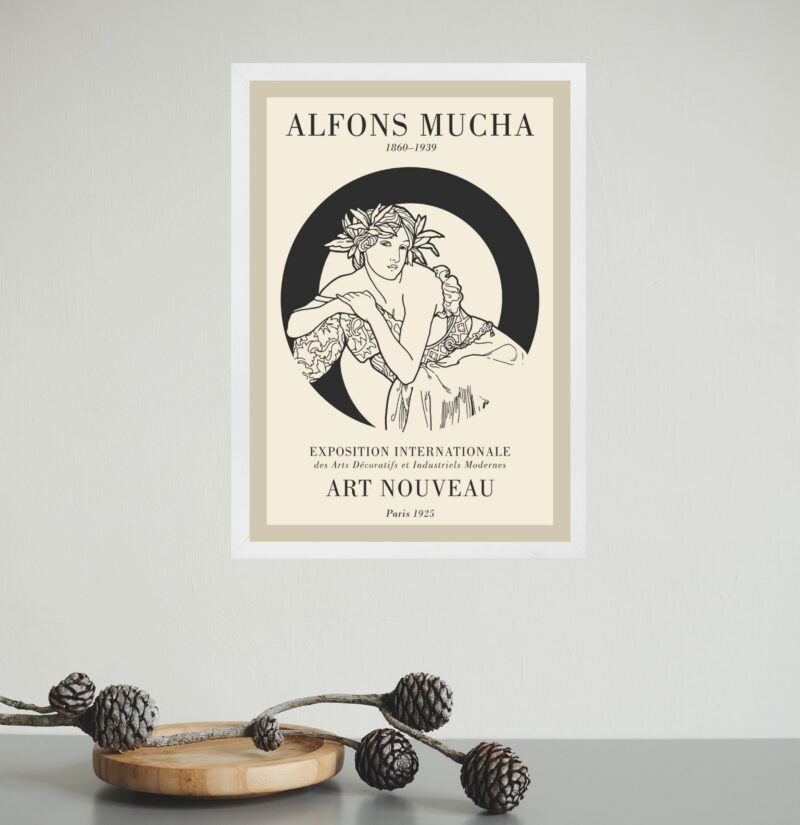Quadro Minimalista Mulher Mucha - Art Nouveau