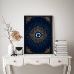 Quadro Mistico Mandala Olho Grego - Azul Dourado