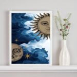 Quadro Mistico Sol e Lua - Metades Aquarela