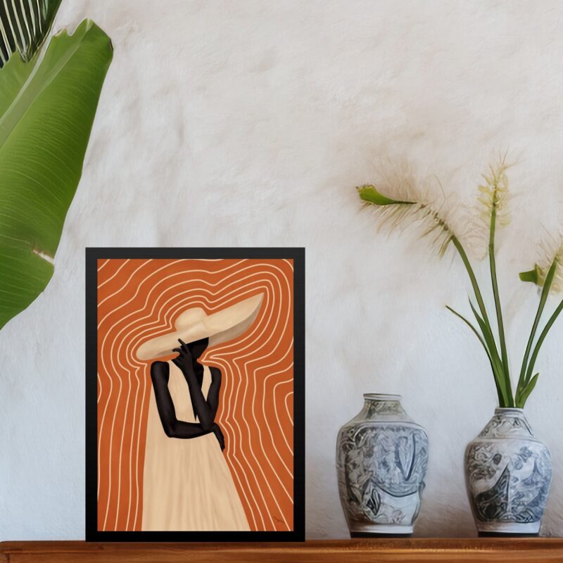 Quadro Mulher Negra Boho Fundo Terracota