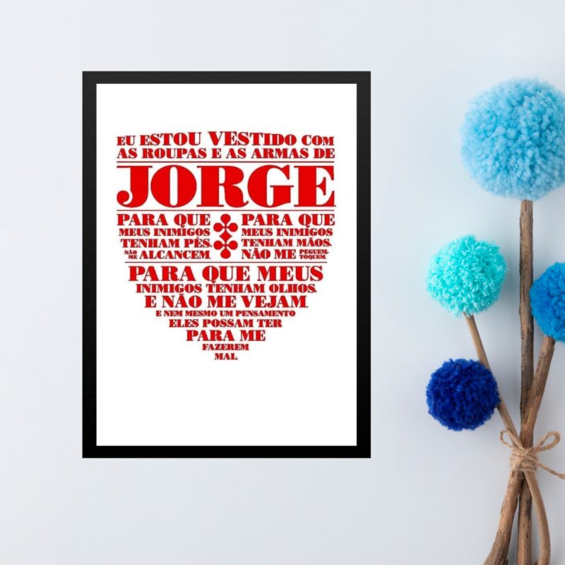 Quadro Oração São Jorge - Escudo Vermelho