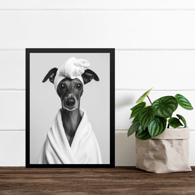 Quadro Para Banheiro Cachorrinha de Roupão