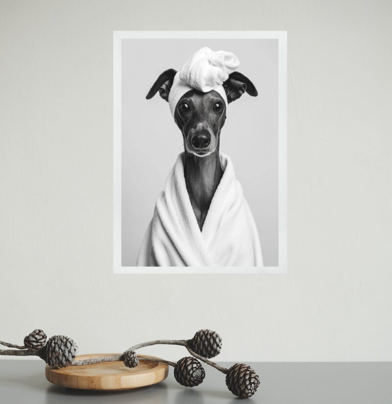 Quadro Para Banheiro Cachorrinha de Roupão