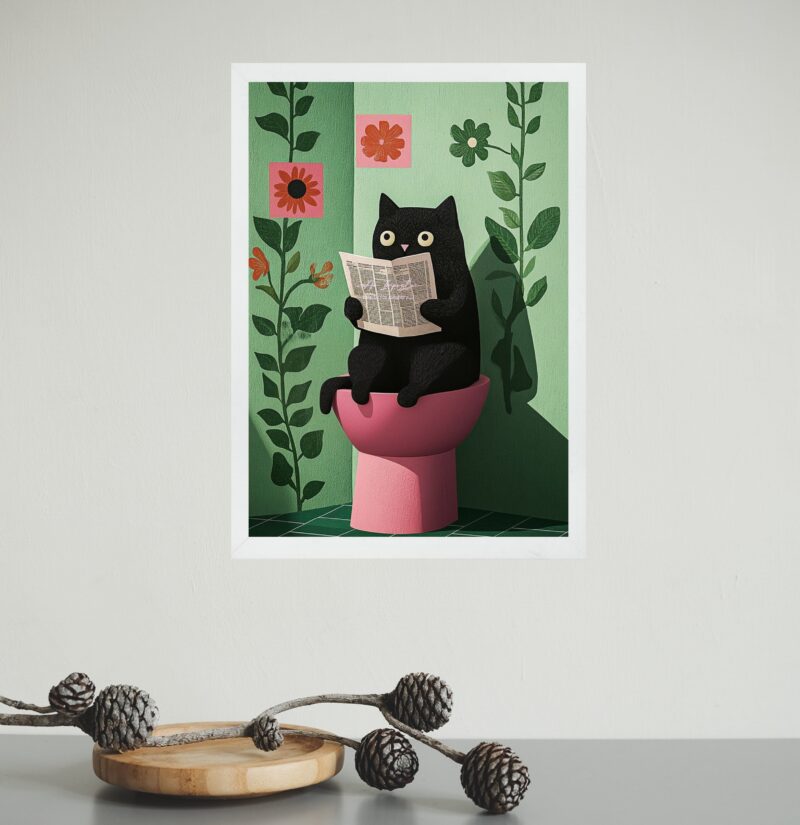 Quadro Para Banheiro Gatinho No Vaso - Floral